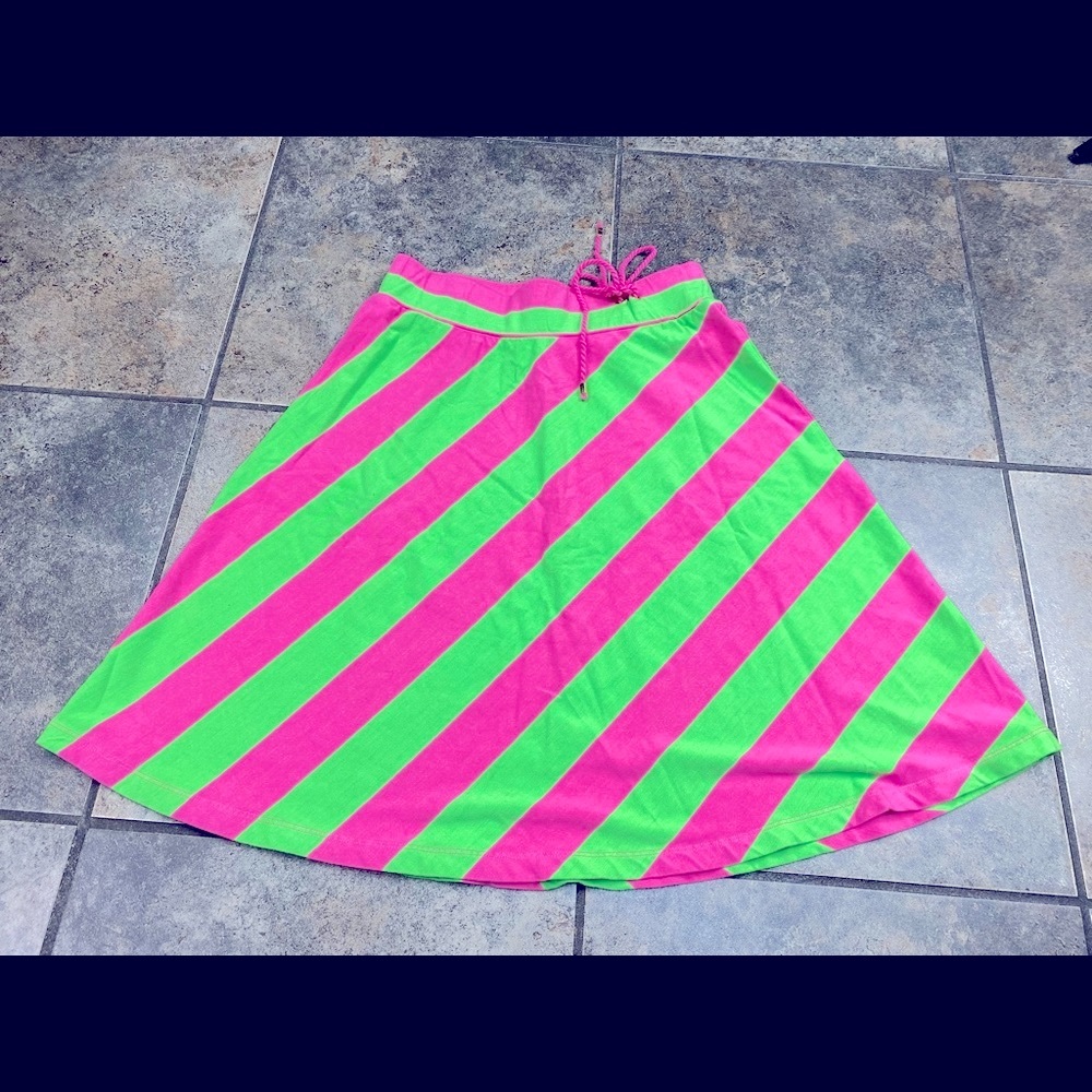 Lilly Pulitzer Pink/Green Striped Full Skirt Size XS